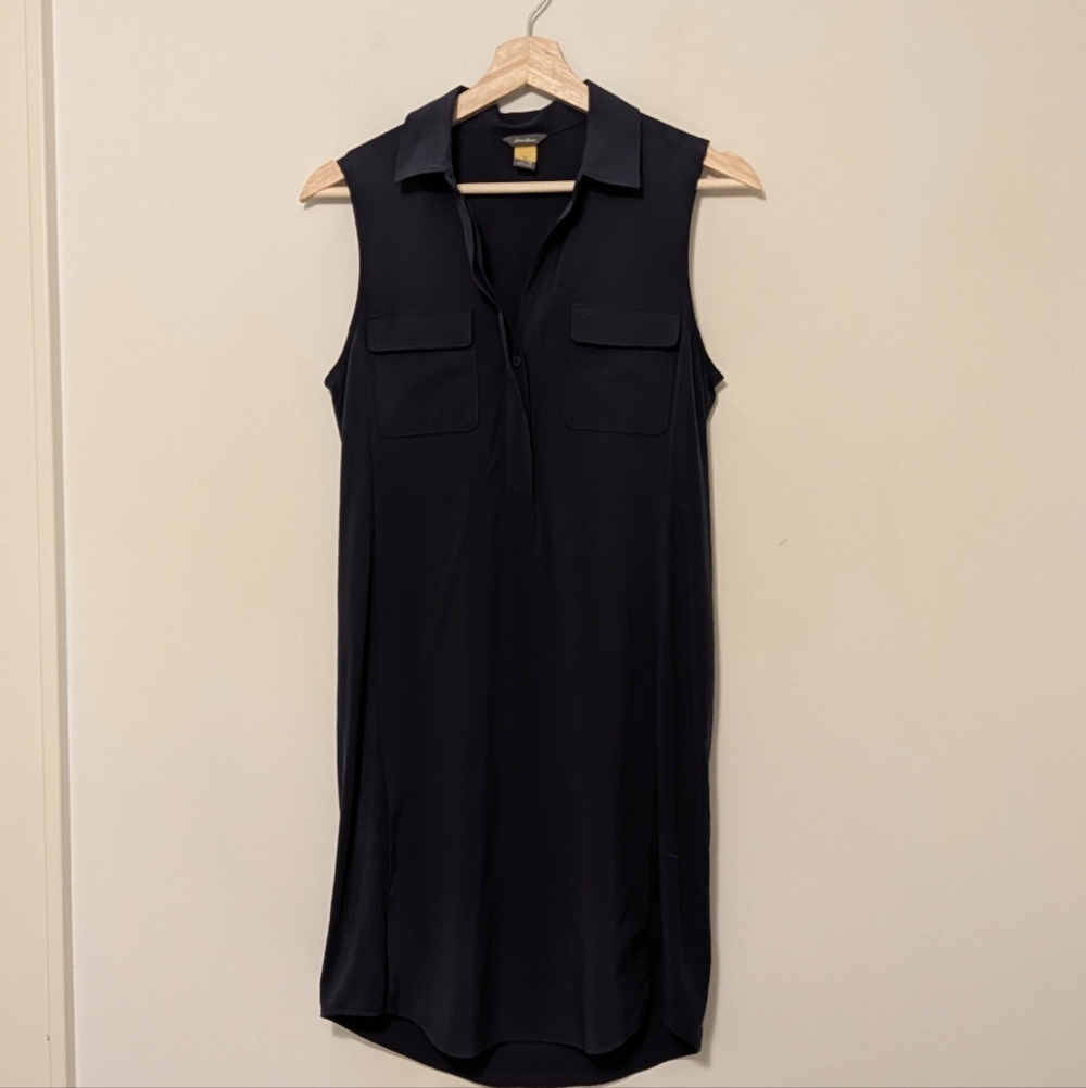 EUC Eddie Bauer Departure Travex Sleeveless Shirt Dress, Navy Blue, Size XS